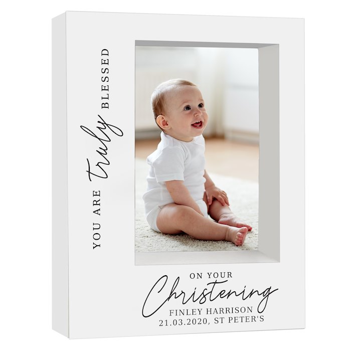 Personalised 'Truly Blessed' Christening 5x7 Box Plastic Photo Frame ...
