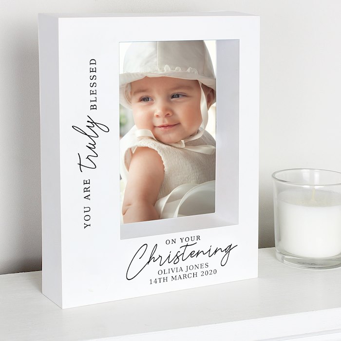 Personalised 'Truly Blessed' Christening 5x7 Box Plastic Photo Frame ...