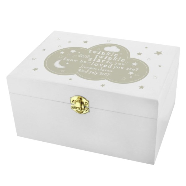 Personalised Twinkle Twinkle White Wooden Keepsake Box | SpecialMoment ...