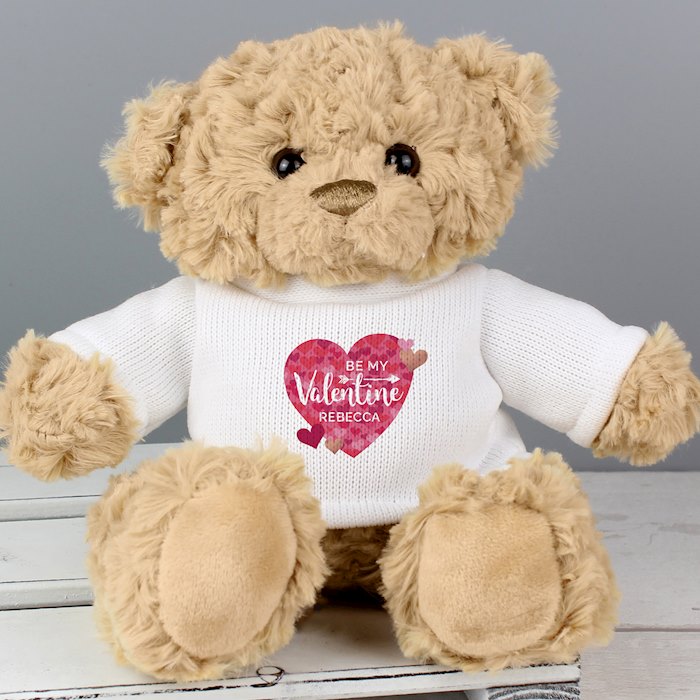 Personalised Valentine's Day Confetti Hearts Teddy Bear