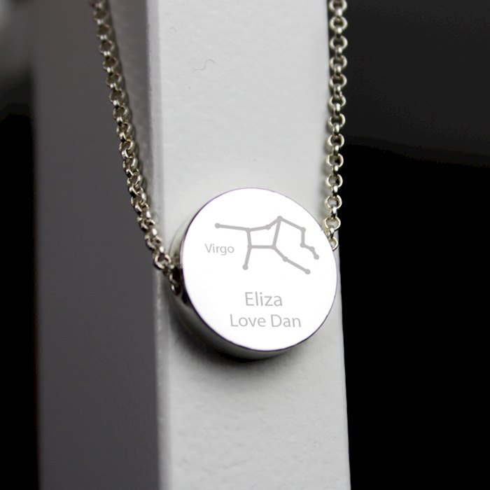 Personalised Virgo Zodiac Star Sign Silver Tone Necklace (August 23rd - September 22nd)