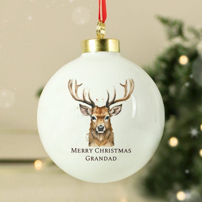 Personalised Watercolour Stag Bauble