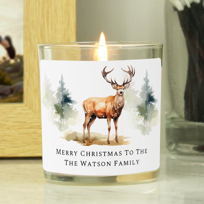 Personalised Watercolour Stag Candle Jar