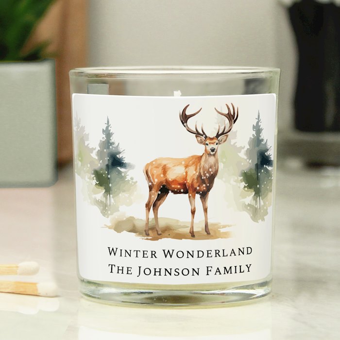 Personalised Watercolour Stag Candle Jar