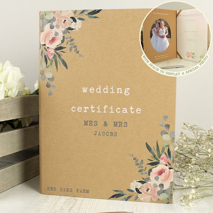 Personalised Wedding Certificate and Photo Display Book