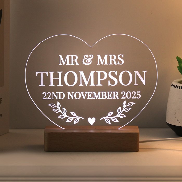 Personalised Wedding Heart LED Light