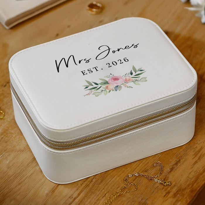 Personalised Wedding Leatherette Jewellery Box
