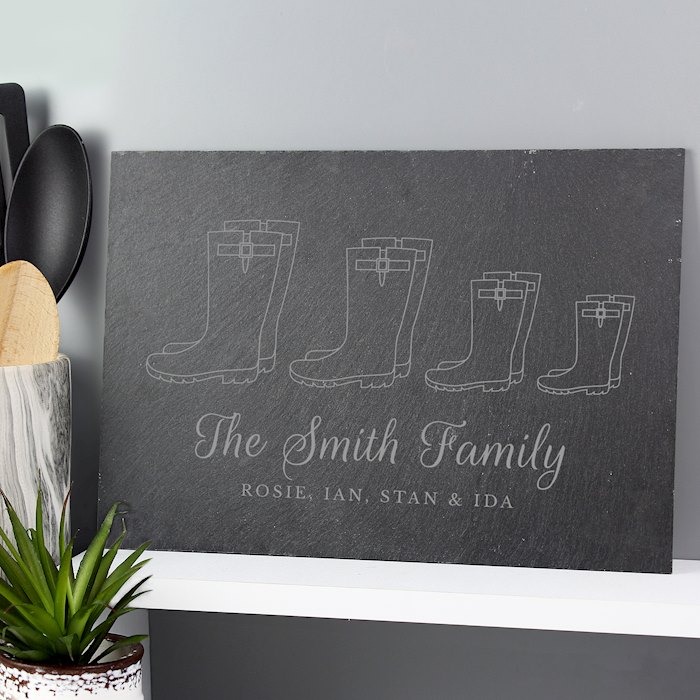 Personalised Welly Boot Family of Four Slate