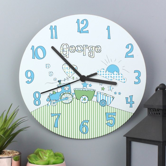 Personalised Whimsical Train Wooden Clock