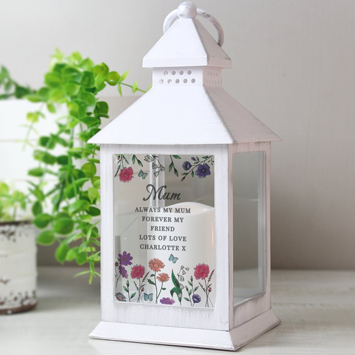 Personalised Wild Flowers LED Lantern