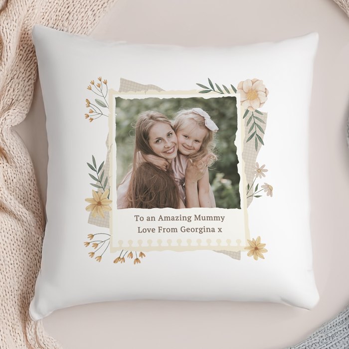 Personalised Wild Flowers Photo Upload Cushion