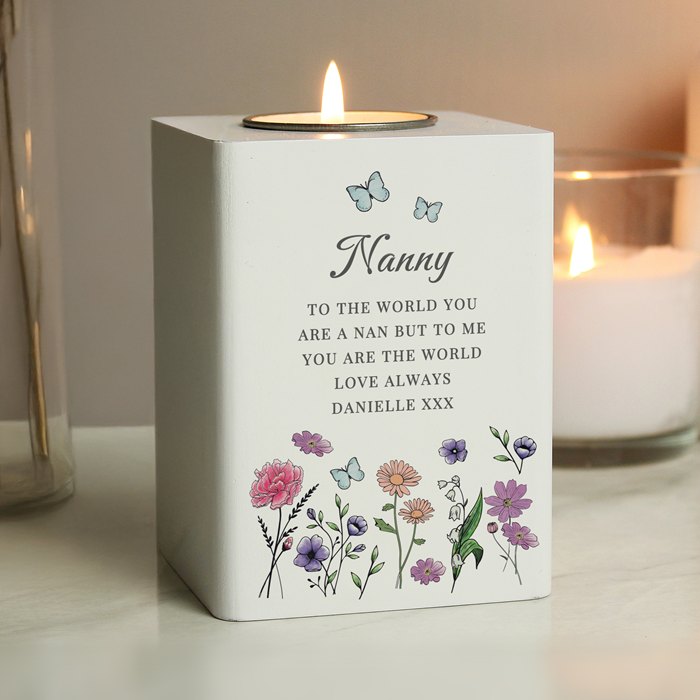 Personalised Wild Flowers Tealight Holder