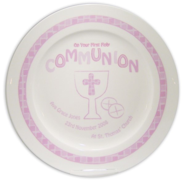 Pink First Holy Communion Plate SpecialMoment.co.uk