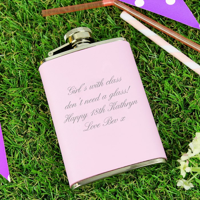 Personalised Pink Hip Flask