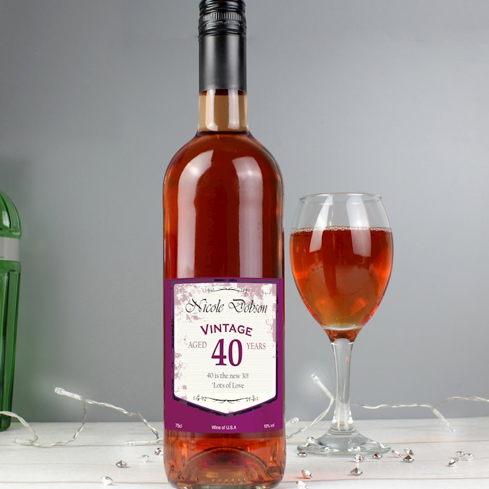 Personalised Rose Wine Vintage Age Label SpecialMoment.co.uk
