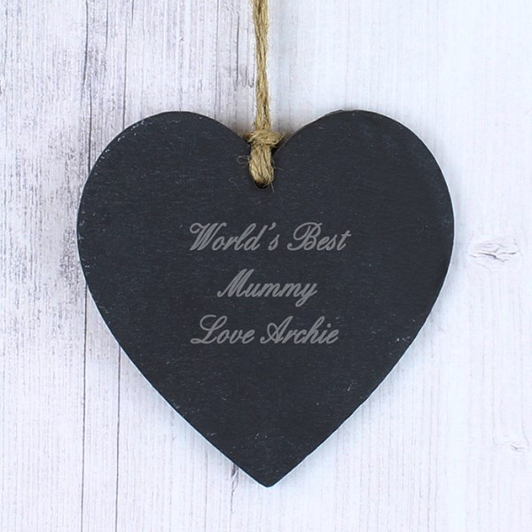 Personalised Script Engraved Small Slate Heart Decoration