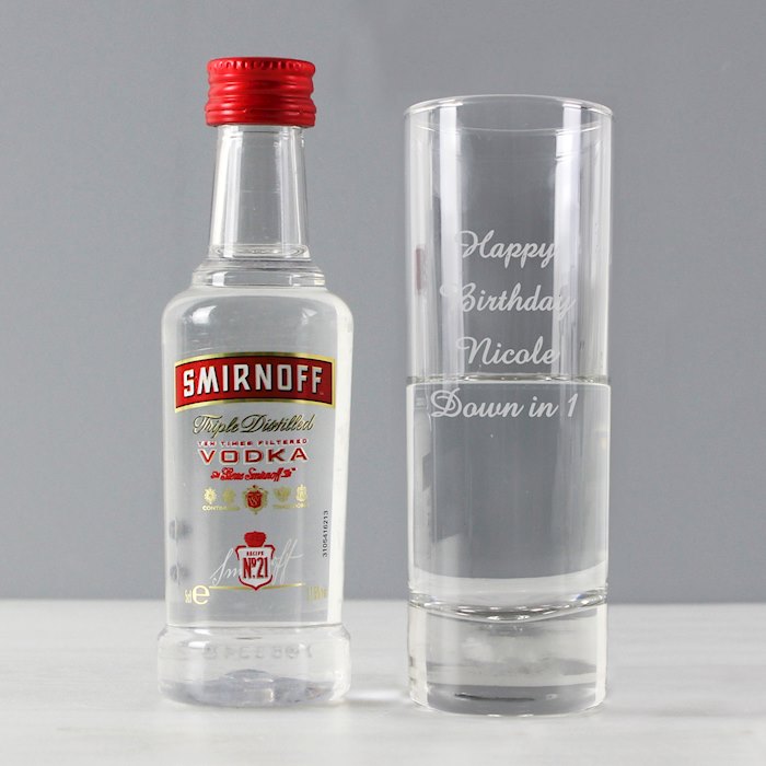 Personalised Shot Glass and Miniature Vodka Set