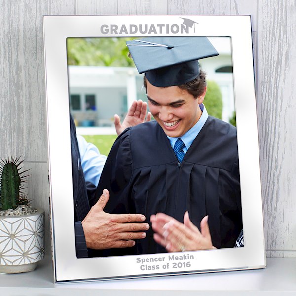 Personalised Silver 8x10 Graduation Photo Frame SpecialMoment.co.uk