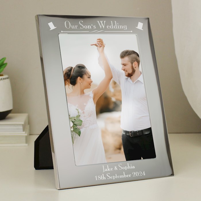 Personalised Silver 5x7 Decorative Our Sons Wedding Photo Frame