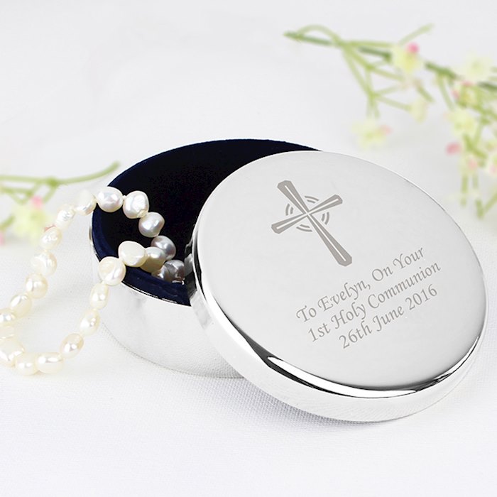 Silver Cross Trinket Box - Ideal For Rosary Beads