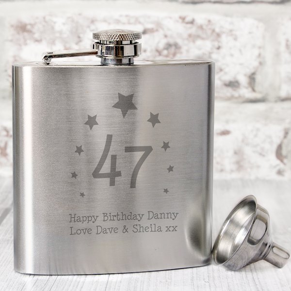 Personalised Stars Any Age Hip Flask