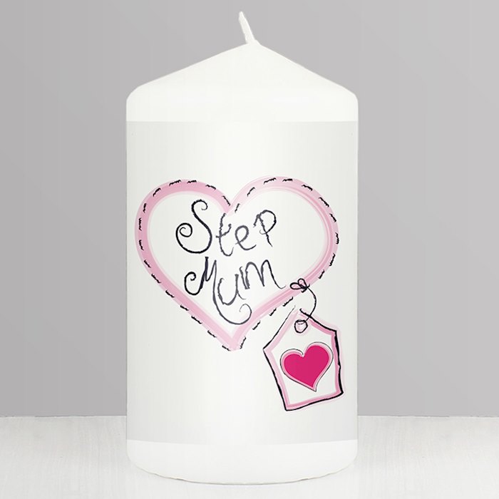 Step Mum Heart Stitch Pillar Candle