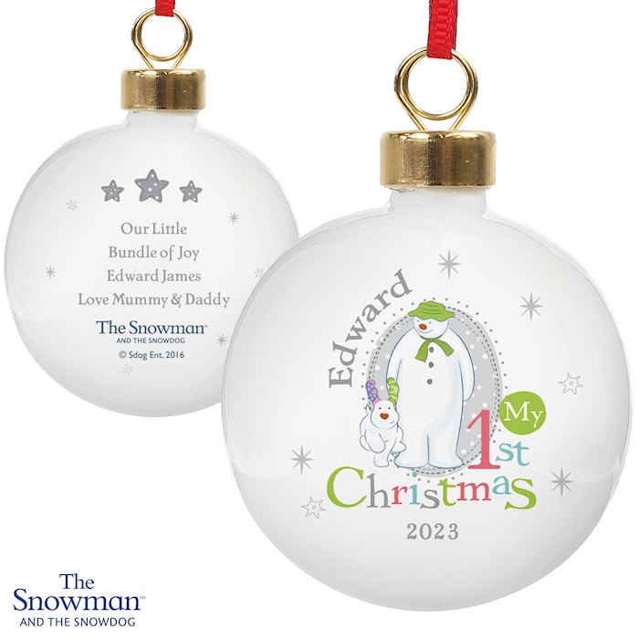The SNOWMAN and Snowdog Christmas Baubles X8 New
