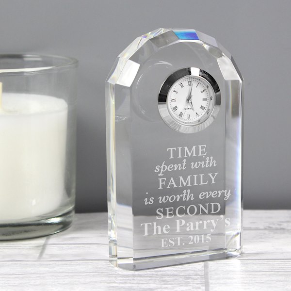 Personalised Time Spent With Family Crystal Clock