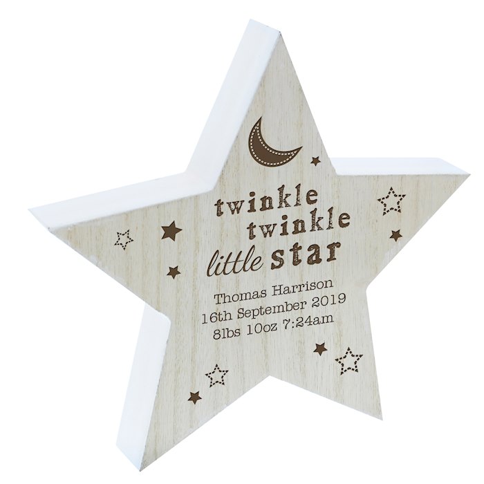 Personalised Twinkle Twinkle Rustic Wooden Star Decoration ...