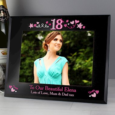 Personalised 18th Birthday Black Glass 7x5 Frame