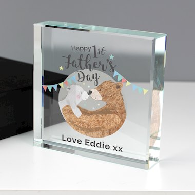 Personalised 1st Fathers Day Daddy Bear Crystal Token