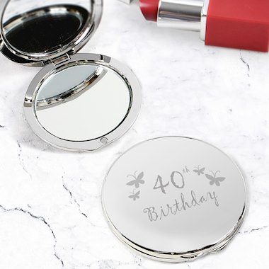 40th Butterfly Round Compact Mirror