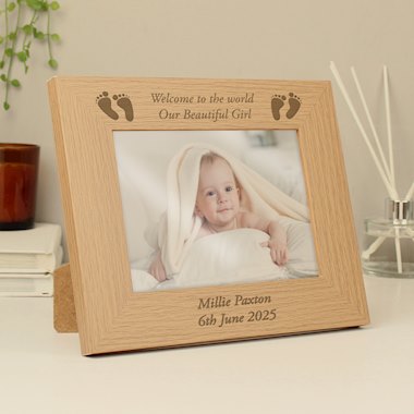 Personalised 7x5 Baby Feet Wooden Photo Frame