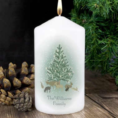 Personalised A Winters Night Pillar Candle