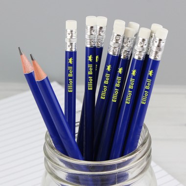 Personalised Alien Motif Blue Pencils