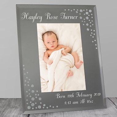 Personalised Any Message Diamante 4x6 Portrait Glass Photo Frame