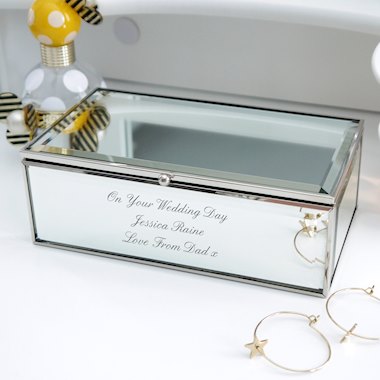 Personalised Engraved Any Message Mirrored Jewellery Box