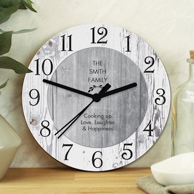 Personalised Any Message Shabby Chic Wooden Clock