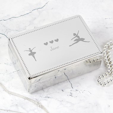 Personalised Ballerina Rectangular Small Jewellery/Trinket Box