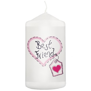 Best Friend Heart Stitch Pillar Candle