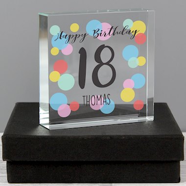 Personalised Birthday Colour Confetti Crystal Token