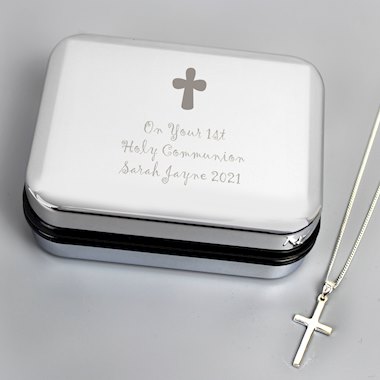 Personalised Cross Necklace and Box - Ideal for Christenings, Baptisms and Holy Communions