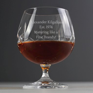 Personalised Cut Crystal Small Brandy Glass