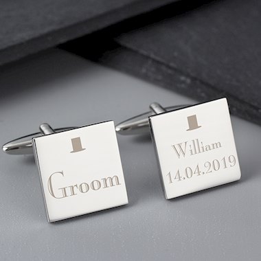 Personalised Decorative Wedding Groom Square Cufflinks