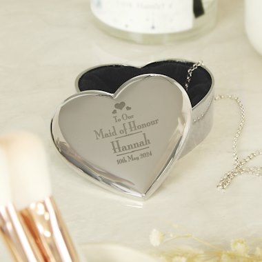 Personalised Decorative Wedding Maid of Honour Heart Trinket Box
