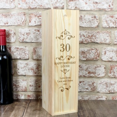 Personalised Elegant Number Wooden Wine Bottle Box