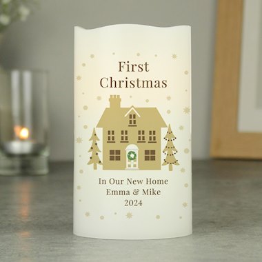 Personalised Festive Village LED Candle