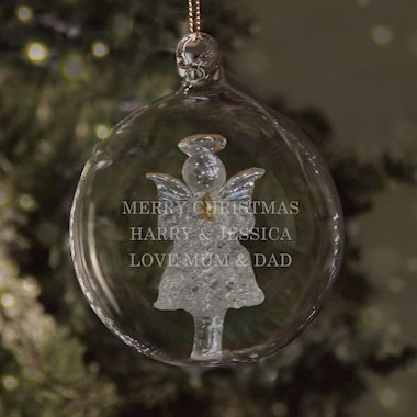 Personalised Glass Christmas Angel Bauble