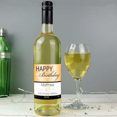Personalised Happy Birthday White Wine