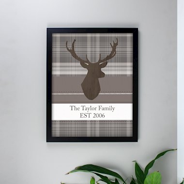 Personalised Highland Stag Black Framed Poster Print